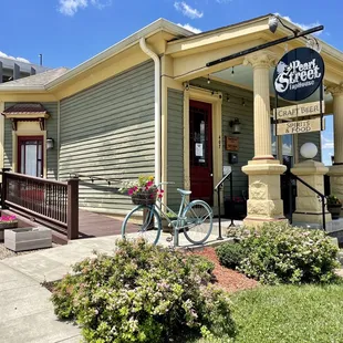 a bicycle parked outside