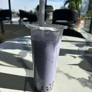 Taro milk tea with boba
