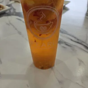 Fruit tea!  Refreshing and not too sweet.