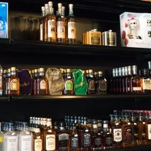 shelves of liquor