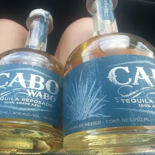 two bottles of cabo wabi tequila