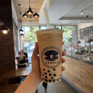 Classic milk tea with boba
