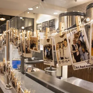 String of Polaroids, night time