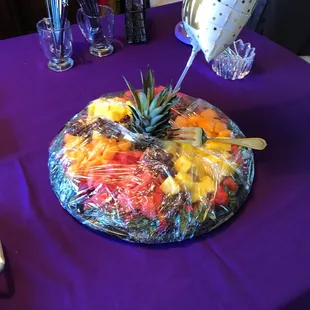 Charcuterie and cheese plate and mixed fruit platter!!!