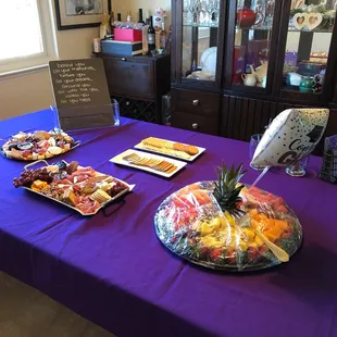 Cheese, crackers and fruit plates!
