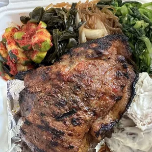 Bbq meat and Spicy pork