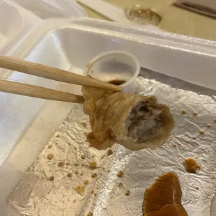 Forgot to take a pic before I ate. This one shows the inside of the mandoo.