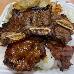 Kalbi and BBQ Chicken Mix Plate