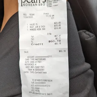 the receipt for pearl's