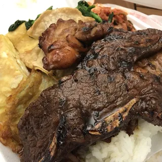 Kalbi and BBQ Chicken Plate