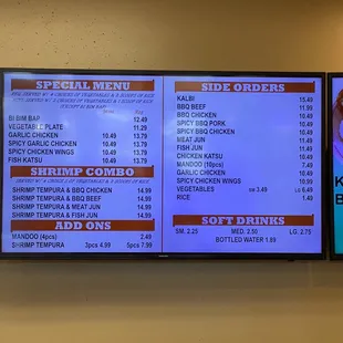 menu and prices