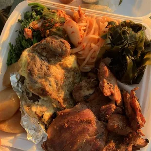 Regular BBQ Chicken &amp; Meat Jun Mixed Plate