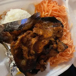 Spicy BBQ Pork Plate with 4x daikon. My go-to. My lunch AND dinner.