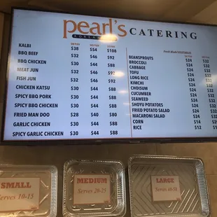 Catering Menu as of 11/2022