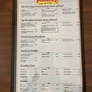 Breakfast menu