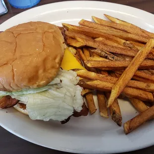 Grilled chicken sandwich and fries