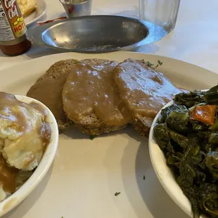 Meatloaf with Mashed potatoes and Turnip/Mustard Greens