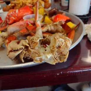 a plate of crab legs