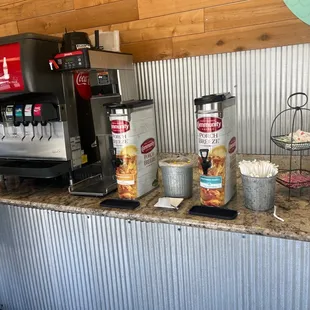 a woman standing at the counter