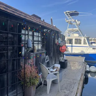 a boat docked in the harbor