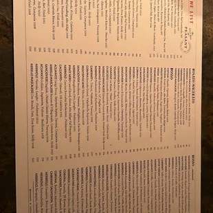 Wine list