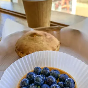 Fresh Blueberry Custard Hand-Pie and Cappuccino for my inner Amish!