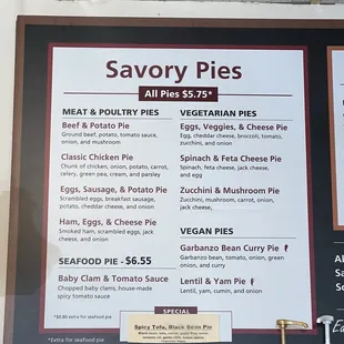Pie selections