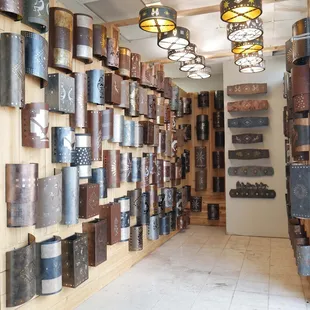 Part of our showroom where we display over 150 different lights. We have samples of every different model, color and liner to see.