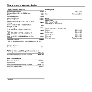 They gave me old appliances at my move in and now they are charging me for new ones. Also charging me for carpet that wasn't washed for 3yrs