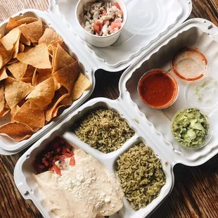 3 Enchiladas Platter, Ceviche, Guacamole