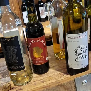 a variety of wines on display