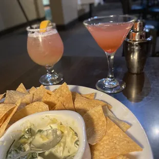 Sponaxh and artichoke dip, Las Cruces Sunset(L) , Jolly Rancher (R)