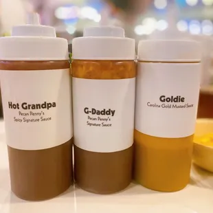 three bottles of peanut butter