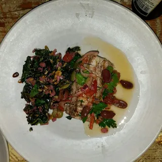 Greens, Pecans, Feta  Lemon Vinaigrette