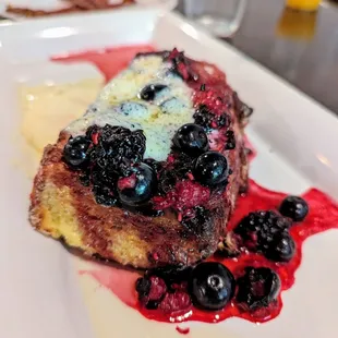 French Toast Brick. $17. Mixed berry crush, mascarpone. Brunch.