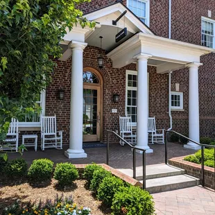 Outside. Storefront. Side entrance through the library. Located inside The Mayton boutique hotel in downtown Cary.