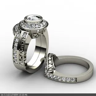 Peck's designs custom rings like this Palladium Wedding set using his CAD/CAM design services.