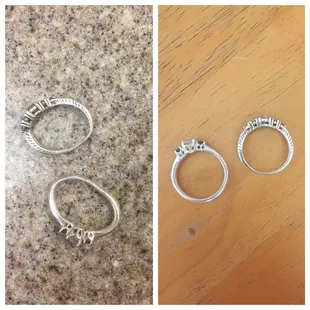 Before and after!!! (My rings bent after my hand was smashed in the door).