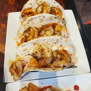 Shrimp tacos with coleslaw