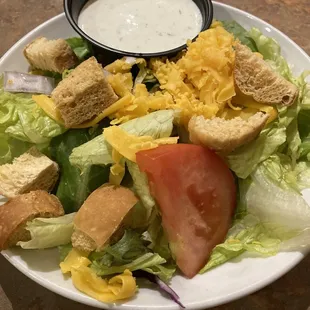 Side salad that comes with some entrees and $3 if it doesn&apos;t.