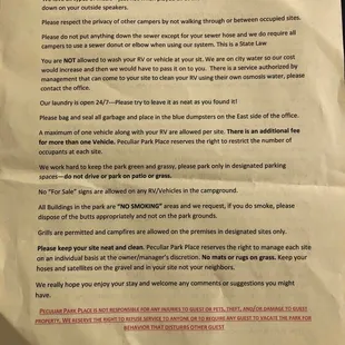 Rules to know while staying there.