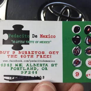 Correct address on the card. Plus remember to get your free burrito.