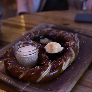 Bavarian Pretzel with beer cheese and sweet butter