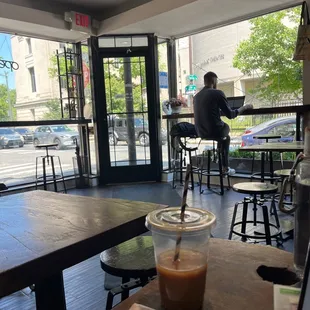 Bright interior, floor to ceiling windows