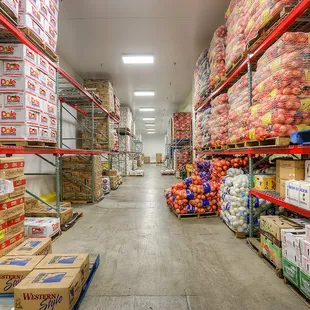 a wide aisle in a grocery store