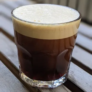 Nitro coffee on the patio, delightful on an autumn day in the 20s (2020s or 1920s... no no, it wasn&apos;t 20 degrees!)