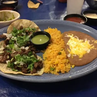 Meat is flavored well, rice and beans was warm. Tortillas are dry :-/