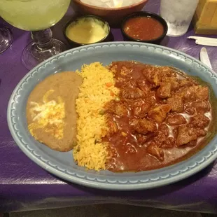 Asado de Puerco - amazing, rich red sauce.