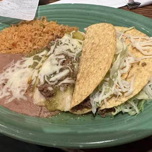 2 beef tacos &amp; 1 chicken tamale