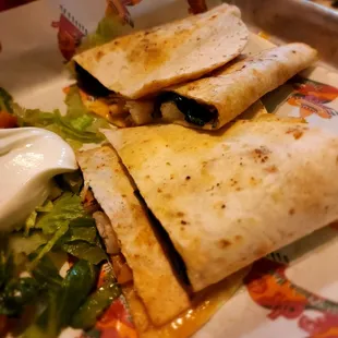 Shrimp and spinach Quesadillas